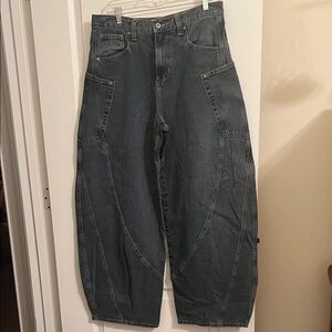 We the Free Blue Denim Barrel Jeans